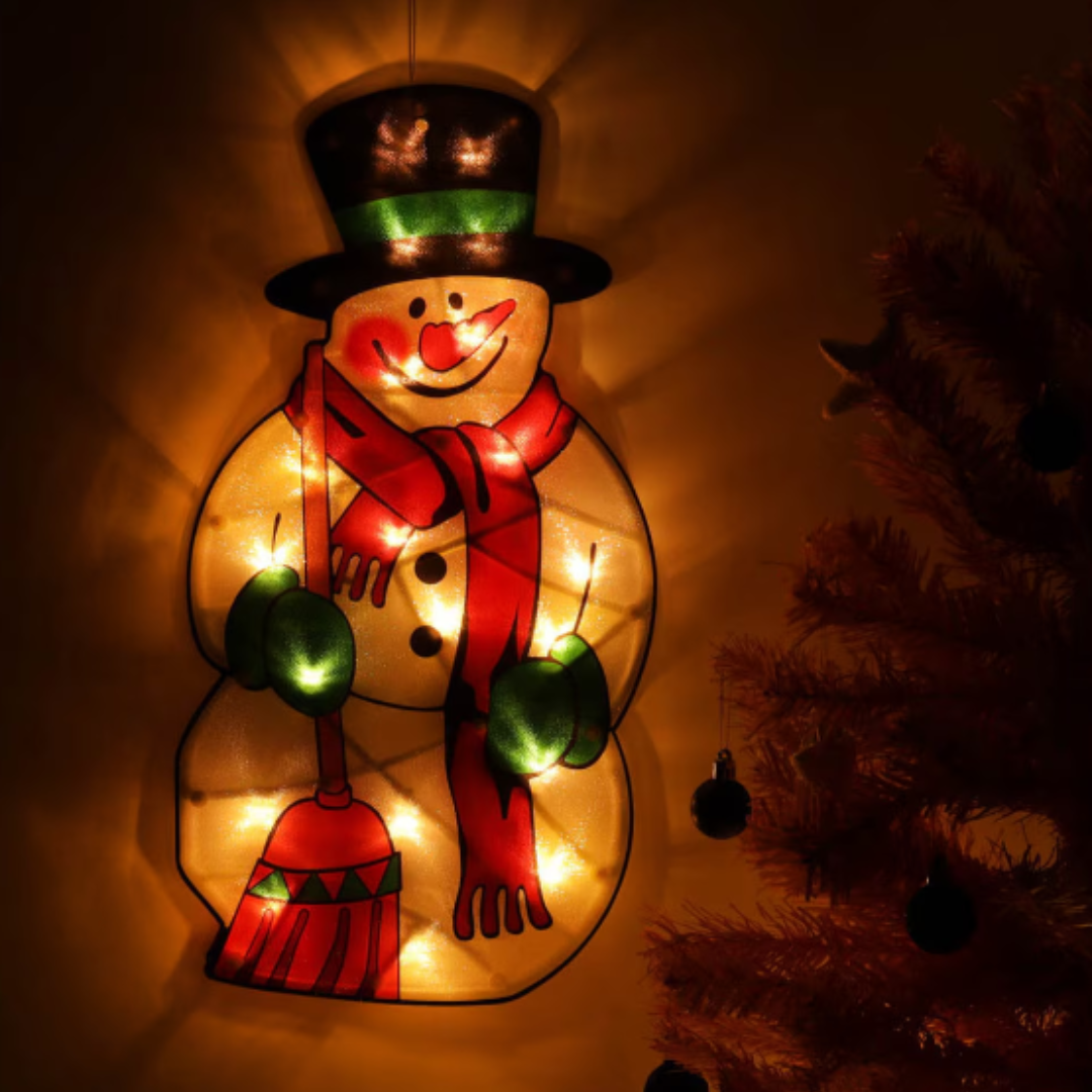SET 3BUC - Decorațiune LED luminoasă pentru fereastră - om de zăpadă 45cm