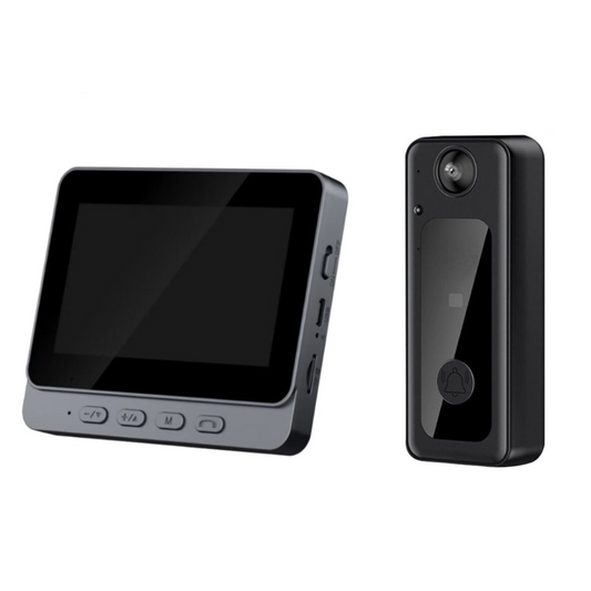 Sonerie video wireless cu monitor, Ecran IPS 4.3 inch, camera HD 1080P, Unghi de vizualizare 170°, intercom vizual, negru