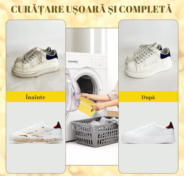 Sac pentru Spalare Incaltaminte, Reutilizabil, Protectie Anti-Zgarieturi, Anti- Deteriorare, potrivit pentru toate tipurile de incaltaminte si toate marimile, Galben