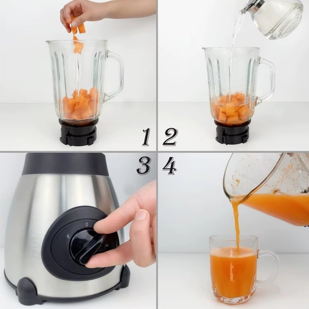 Blender Electric 2 in 1 capacitate 1.5L si Rasnita, 5 trepte de viteza + Functie Pulse, 650W, Inox – Mixare, Maruntire gheata, Smoothie si Sucuri