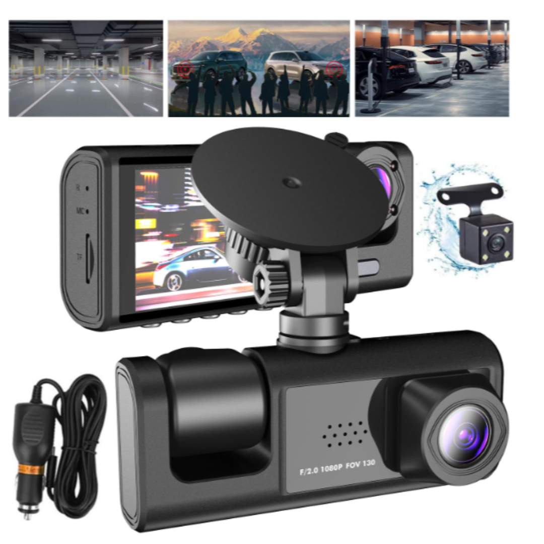 Camera Auto Full HD 1080P, unghi de 170 grade, 3 unghiuri de Filmare, Night Vision, G-Sensor si Monitorizare Parcare