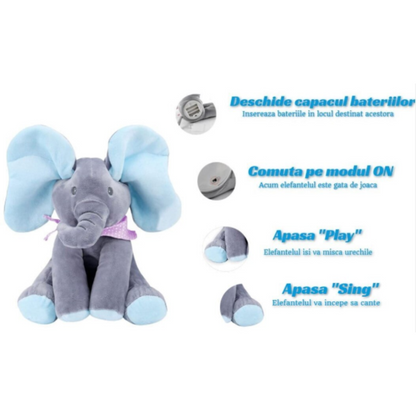 Elefant din Plus, vorbitor, canta si isi misca urechile, pentru fete si baieti
