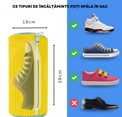 Sac pentru Spalare Incaltaminte, Reutilizabil, Protectie Anti-Zgarieturi, Anti- Deteriorare, potrivit pentru toate tipurile de incaltaminte si toate marimile, Galben