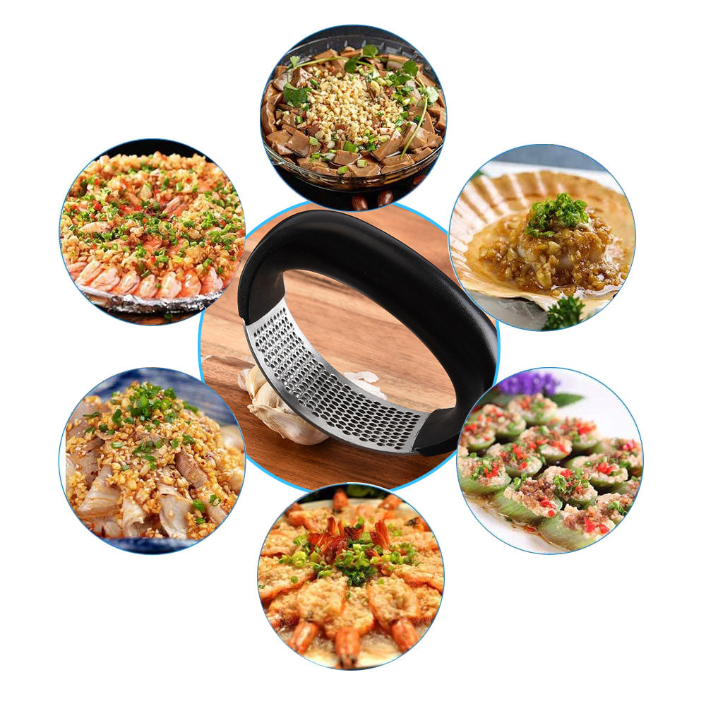 Presa manuala inox pentru usturoi si legume | Design curbat ergonomic | Usor de folosit si curatat, durabil si rezistent