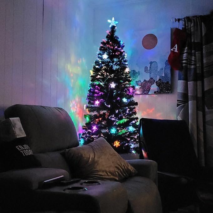 Brad de Lux cu fibra optica,210cm, aspect nins, 2000 pini si 150 leduri multicolore + STEA de varf CADOU! - MAGIA CRACIUNULUI IN CASA TA