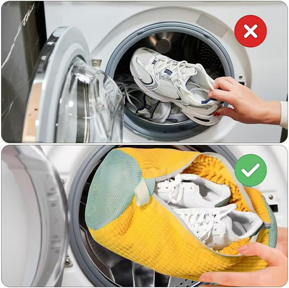 Sac pentru Spalare Incaltaminte, Reutilizabil, Protectie Anti-Zgarieturi, Anti- Deteriorare, potrivit pentru toate tipurile de incaltaminte si toate marimile, Galben