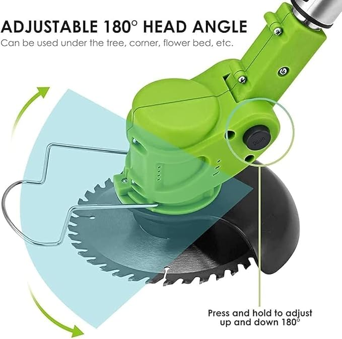 Motocoasă Portabilă cu 2 Baterii de 48V, Putere 800W, cu Braț Extensibil pentru Gazon – 8 Lame Diferite