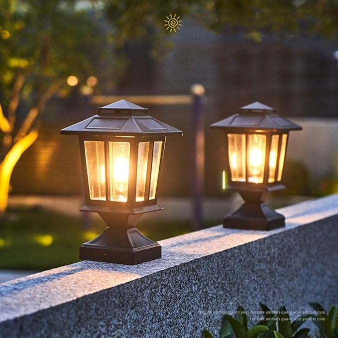 Set 4 Lămpi Solare Tip Felinar – Stil și Siguranță pentru Curte, Gard și Gazon