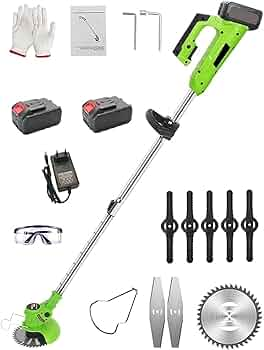 Motocoasă Portabilă cu 2 Baterii de 48V, Putere 800W, cu Braț Extensibil pentru Gazon – 8 Lame Diferite