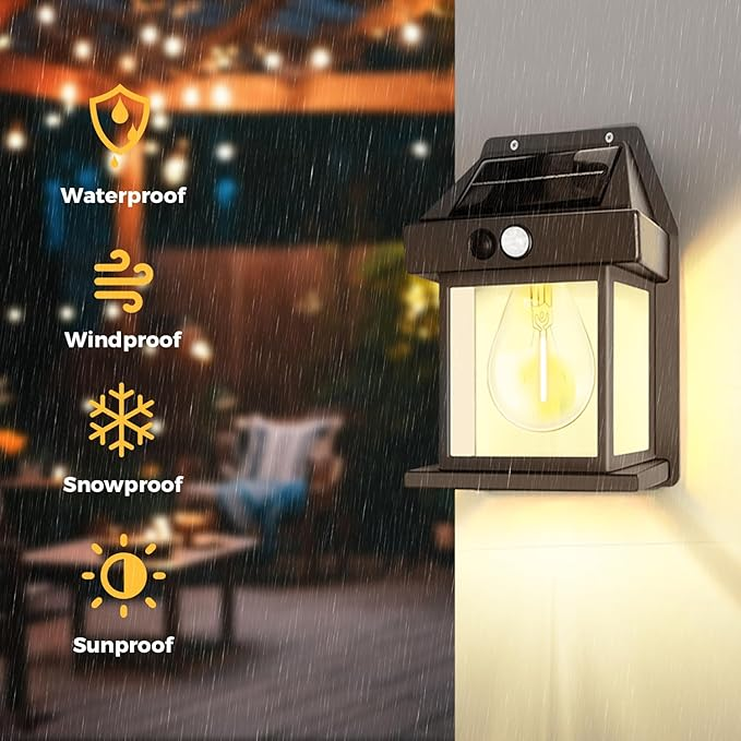 Set 4+1 GRATIS! Lămpi Solare de Perete LED Tip Felinar