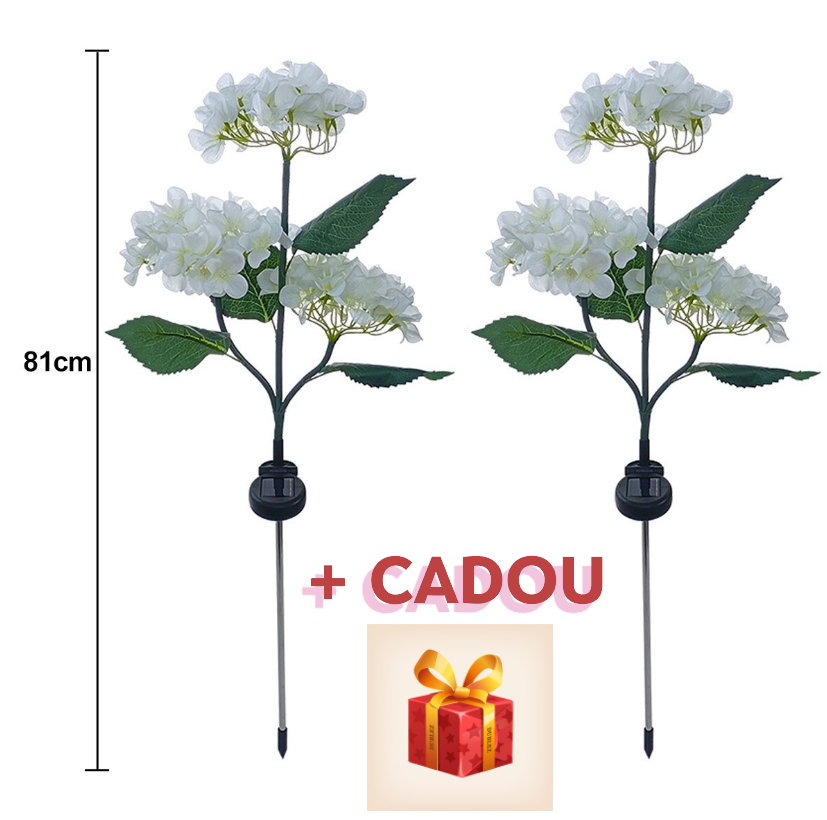 Set 2X Lampa Solara Decorativa de Gradină Flori albe cu LED 80Cm, Iluminat Exterior, Rezistent la Apa, Decor Ambiental pentru Curte si terasă + CADOU