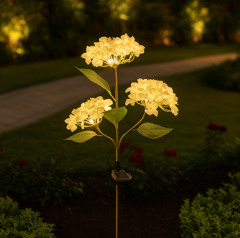 Set 2X Lampa Solara Decorativa de Gradină Flori albe cu LED 80Cm, Iluminat Exterior, Rezistent la Apa, Decor Ambiental pentru Curte si terasă + CADOU