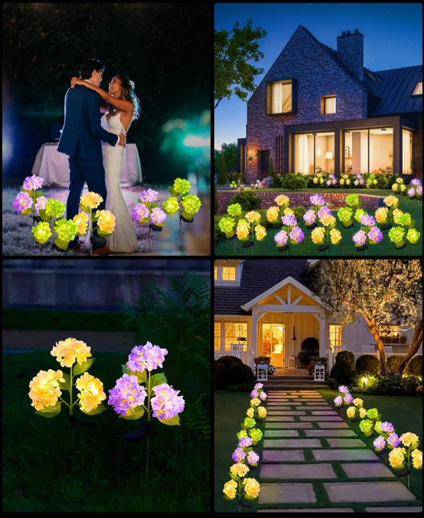 Set 2X Lampa Solara Decorativa de Gradină Flori albe cu LED 80Cm, Iluminat Exterior, Rezistent la Apa, Decor Ambiental pentru Curte si terasă + CADOU