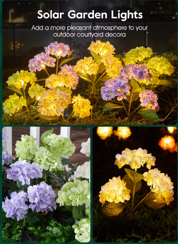 Set 2X Lampa Solara Decorativa de Gradină Flori albe cu LED 80Cm, Iluminat Exterior, Rezistent la Apa, Decor Ambiental pentru Curte si terasă + CADOU