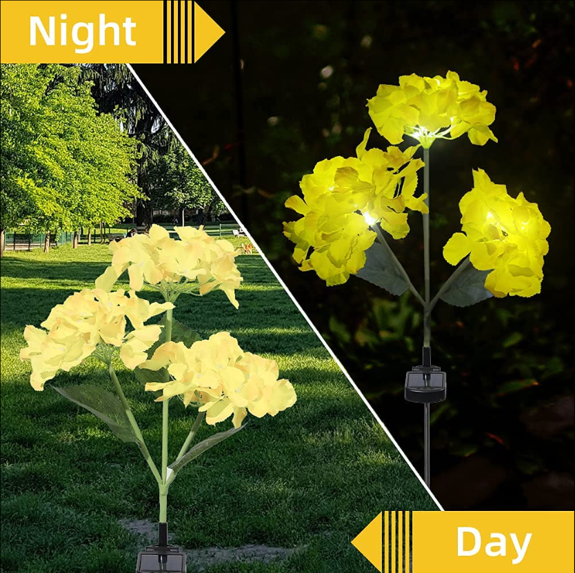 Set 2X Lampa Solara Decorativa de Gradină Flori albe cu LED 80Cm, Iluminat Exterior, Rezistent la Apa, Decor Ambiental pentru Curte si terasă + CADOU