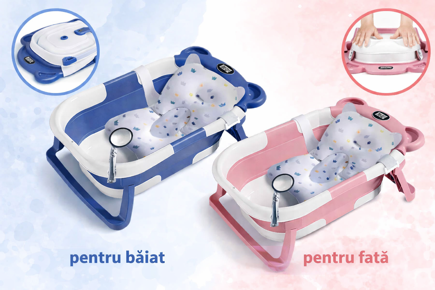 Cada Pliabila cu Termometru Digital pentru Bebelusi 81x45x21.5cm + SUPORT PERNUTA