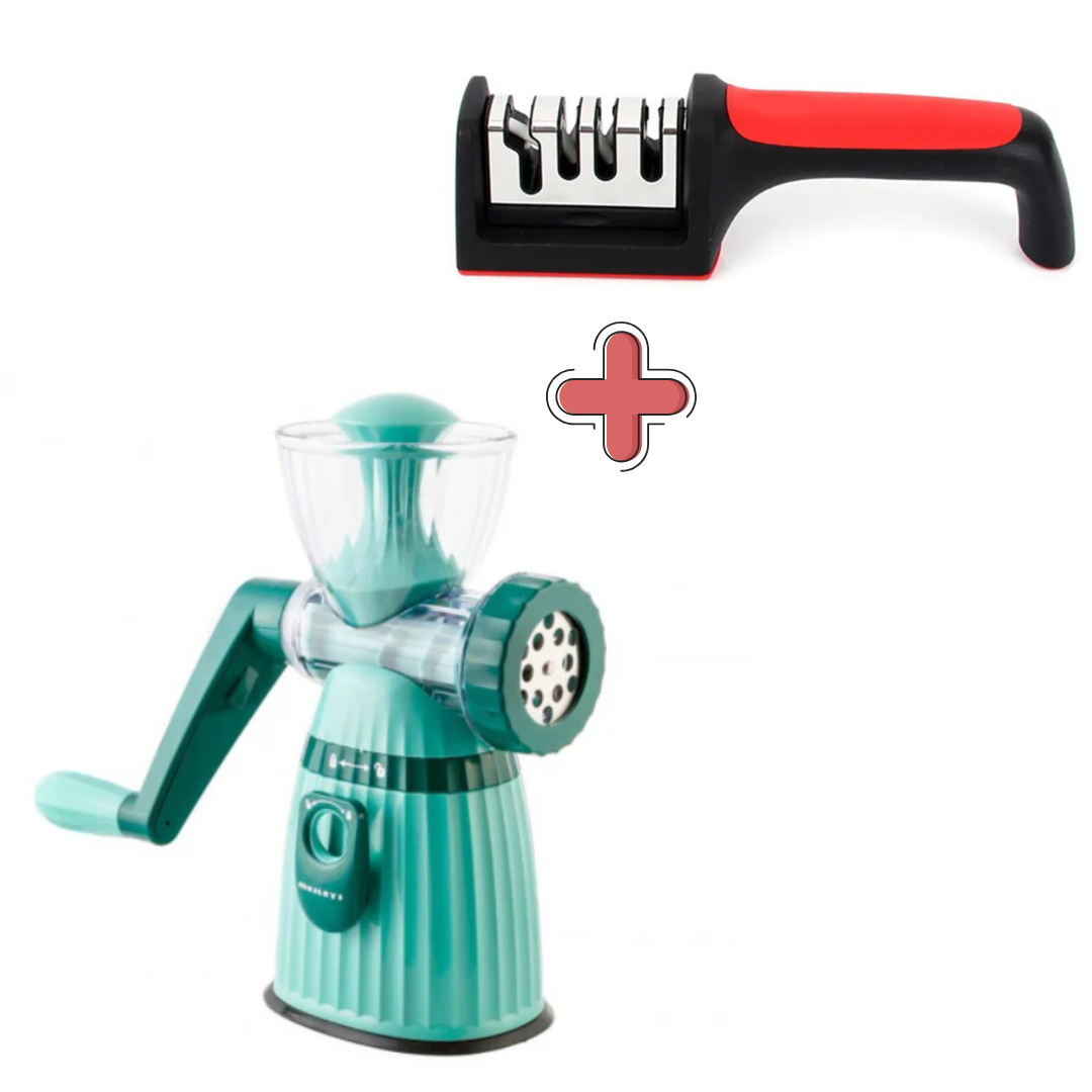 PACHET: Masina de tocat carne universala + Ascutitor pentru cutite