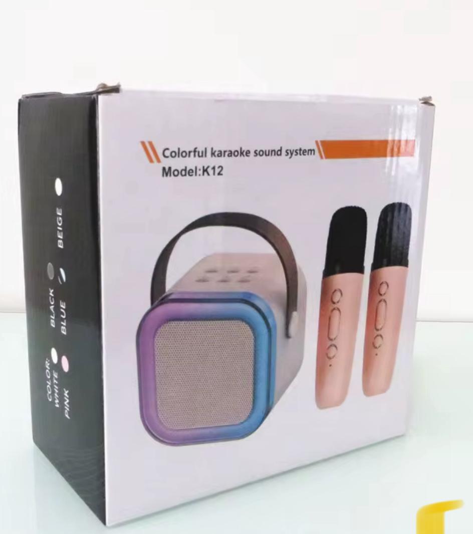 🎤 Set Karaoke Portabil cu 2 Microfoane Wireless și Boxă Bluetooth cu Lumină LED RGB