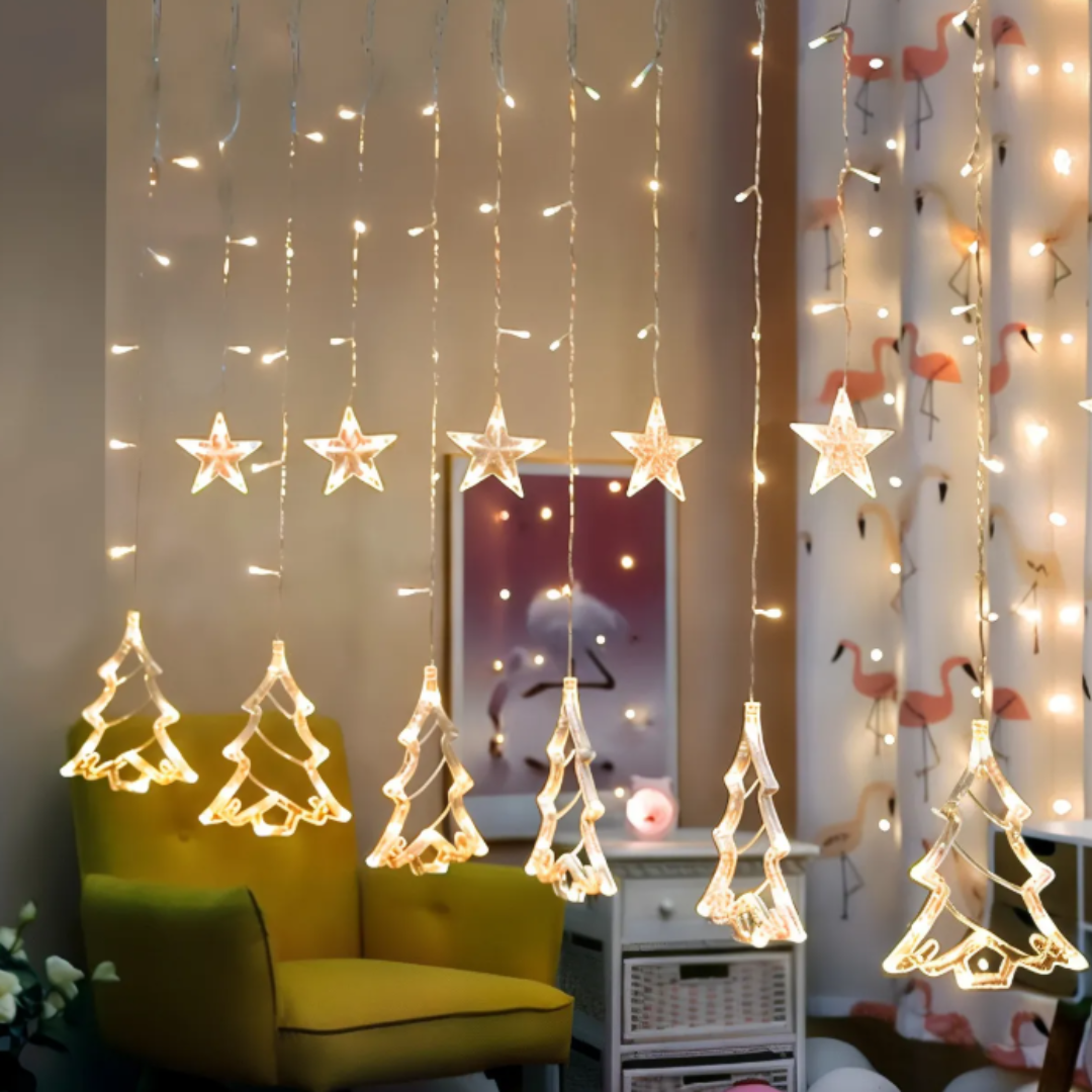 Perdea LED de Craciun, Interior si Exterior, 5m, IP44, Alb cald