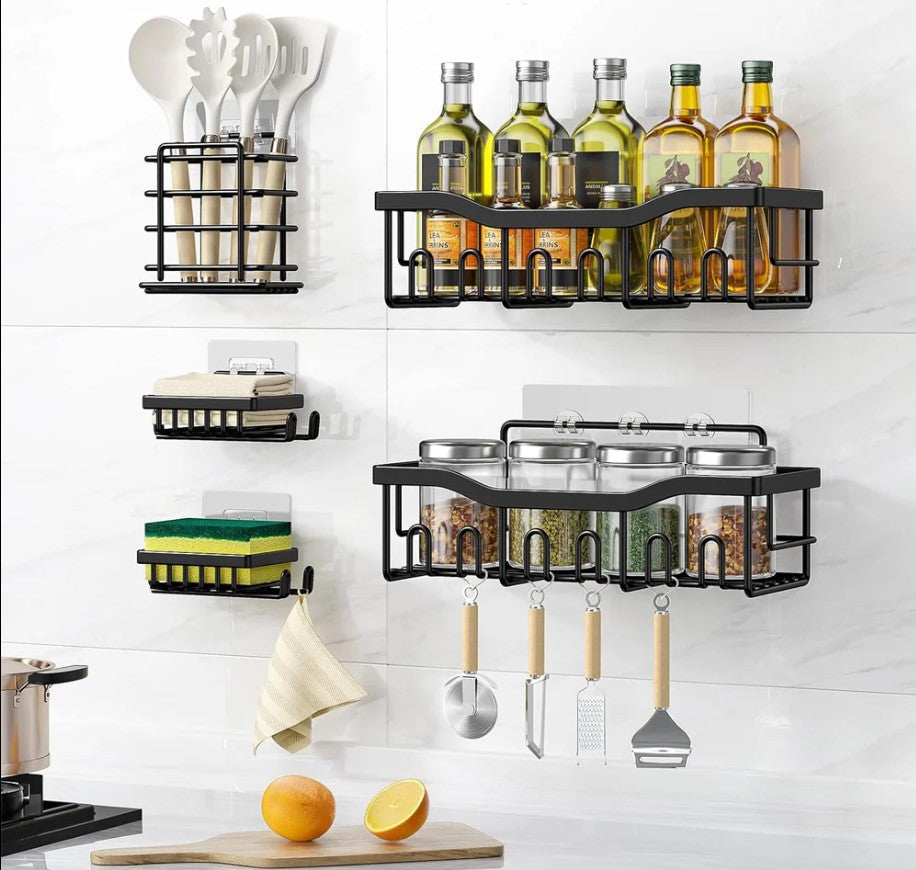 Set 5 Rafturi Adezive pentru Baie & Bucătărie – Organizare Fără Efort!