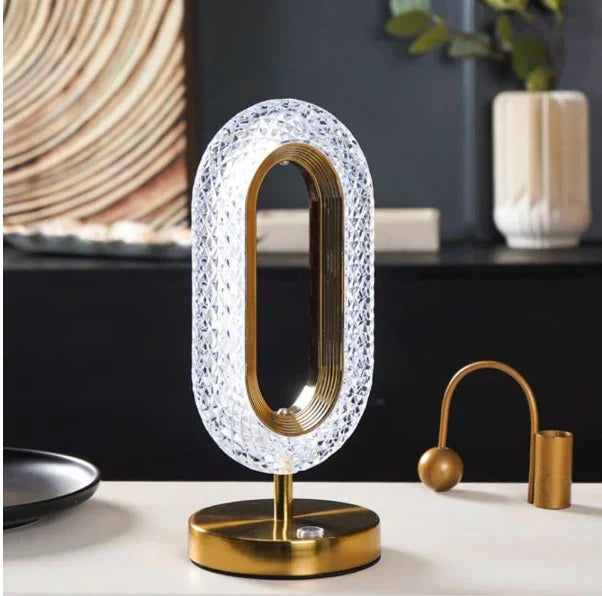 1+1 CADOU: Lampa ambientala Crystal, cu touch, incarcare USB, Auriu