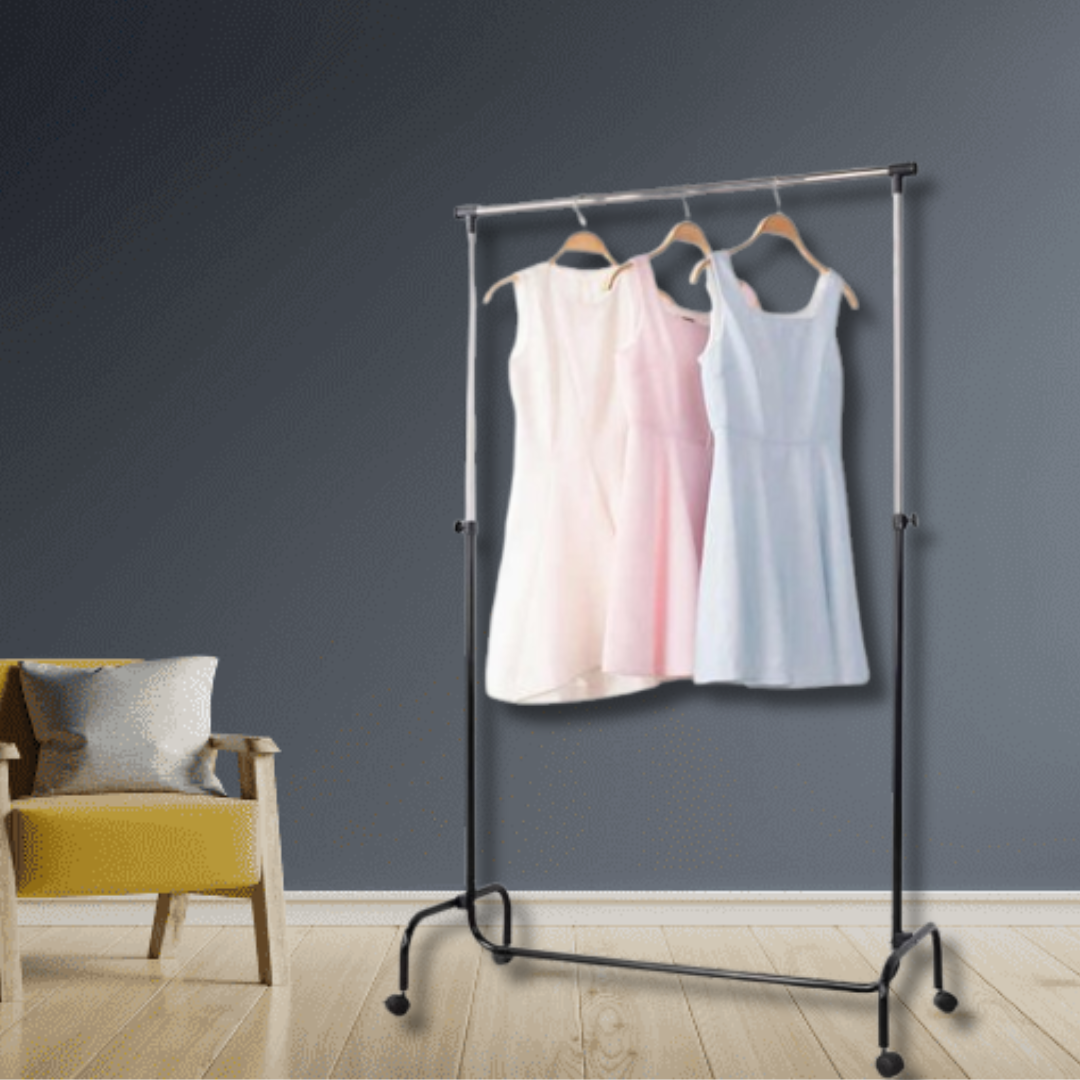 Suport Mobil pentru Haine – Organizare Rapidă și Practică, 90x175 cm, Negru