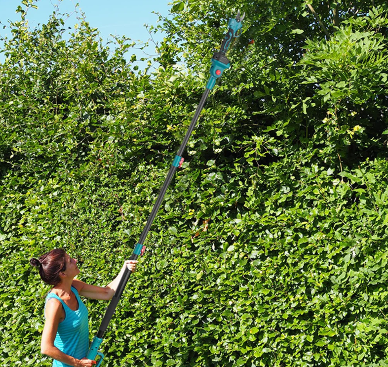 Foarfeca Electrica cu 1/2 Acumulatori 24V, 1.6M Tija Telescopica, pentru vie, pomi si crengi + CUTIE DEPOZITARE SI MANUSI GRADINARIT CADOU