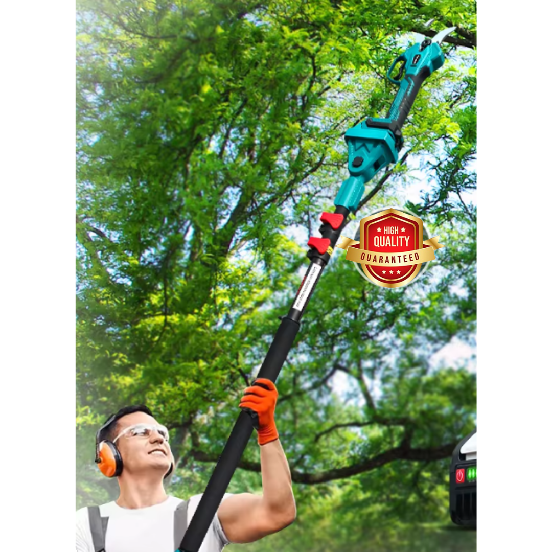 Foarfeca Electrica cu 1/2 Acumulatori 24V, 1.6M Tija Telescopica, pentru vie, pomi si crengi + CUTIE DEPOZITARE SI MANUSI GRADINARIT CADOU