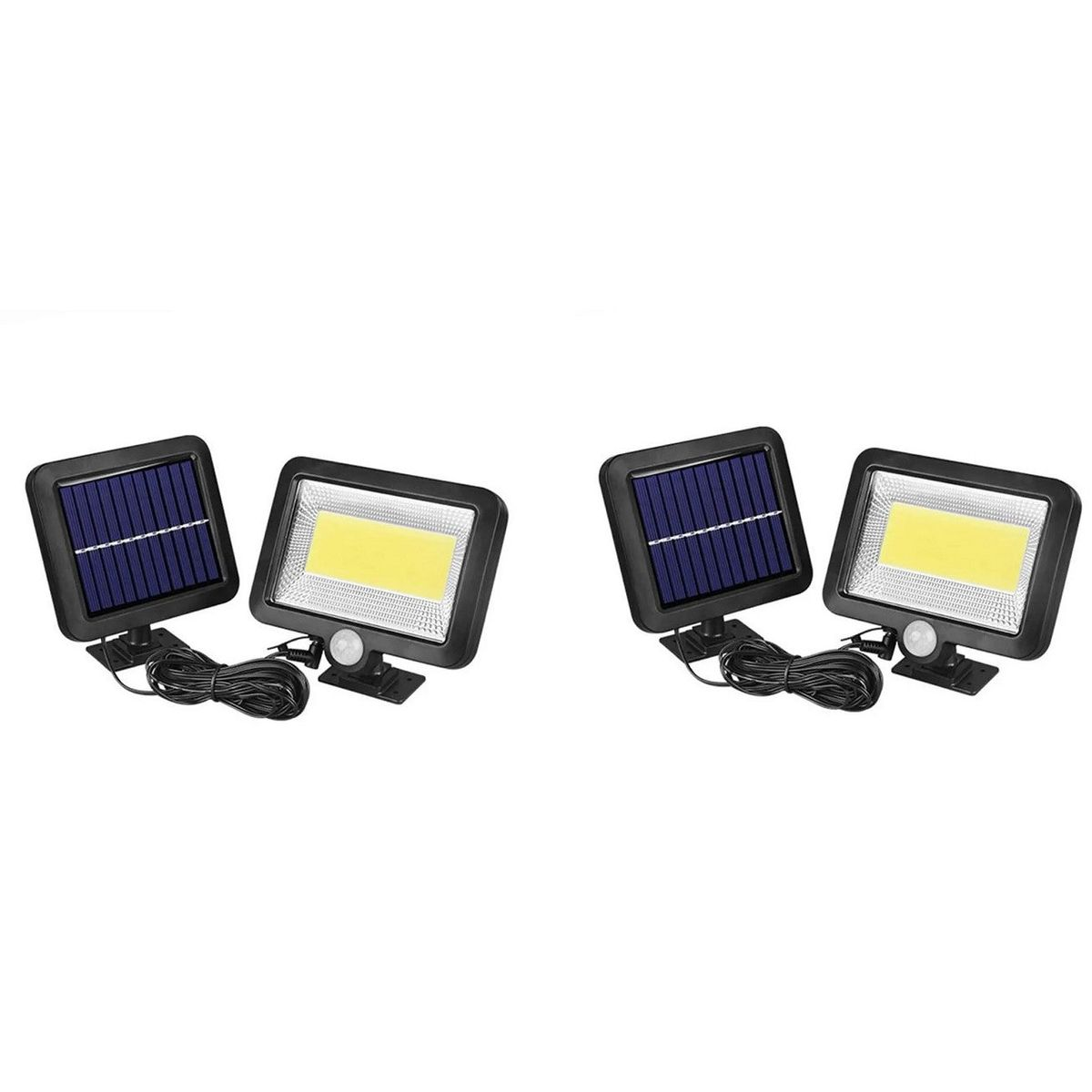 Set 2 x Lampă Solară 100 LED-uri COB – Putere 30W, Panou Detasabil, Dimensiuni 250 x 250 x 100 mm