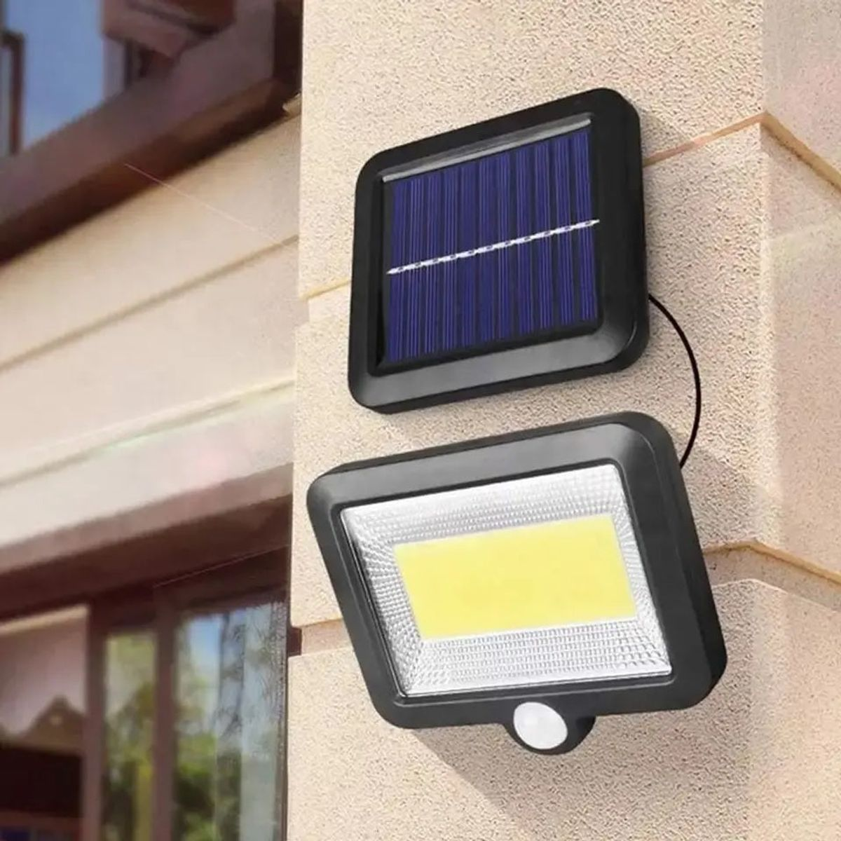 Set 2 x Lampă Solară 100 LED-uri COB – Putere 30W, Panou Detasabil, Dimensiuni 250 x 250 x 100 mm