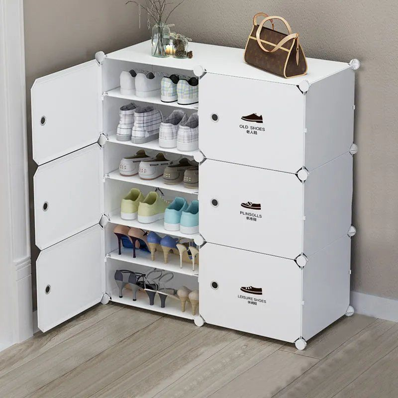 Pantofar Modular din Plastic cu Cadru Metalic, Alb, 96x85x31cm