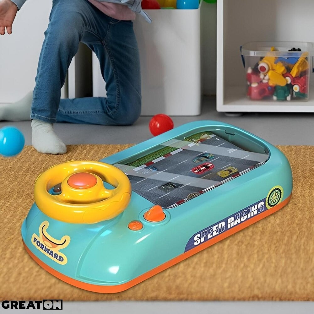 Jucarie Interactiva Cu Volan Pentru Copii – Educativa, Muzicala Cu Lumini Si Sunete, 2 Viteze, Circuit Curse Aventura