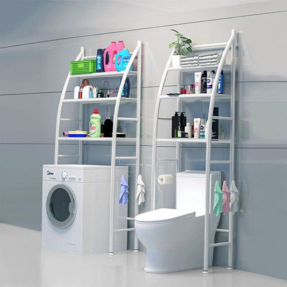 Raft Depozitare 166 x 68 cm, Etajere Practice, Multiple, Depozitare Produse de Curatenie, Prosoape, Accesorii Baie, deasupra Masina de Spalat, Organizare Spatiu Suplimentar, Cadru Rezistent, Design Vertical, Montare Simpla, Alb + CADOU SURPRIZA