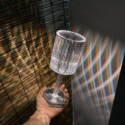 Lampa din acril cu picior, transparent, cu 3 tipuri de lumina diferita, incarcare USB, control prin atingere, 40 cm x 8.5 cm