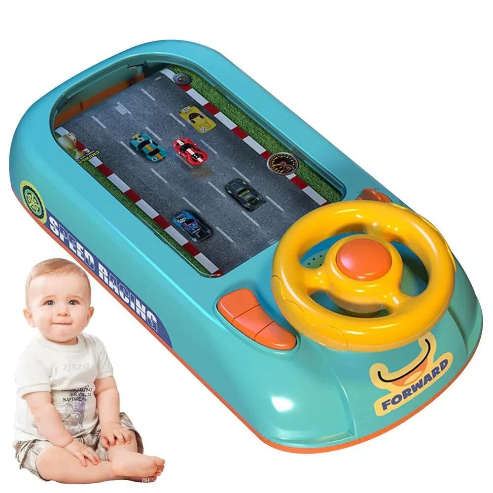 Jucarie Interactiva Cu Volan Pentru Copii – Educativa, Muzicala Cu Lumini Si Sunete, 2 Viteze, Circuit Curse Aventura