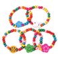 Set 5 Brățări Curcubeu Colorate, Bile si Pandantive din Lemn Colorate, Modele pentru Copii