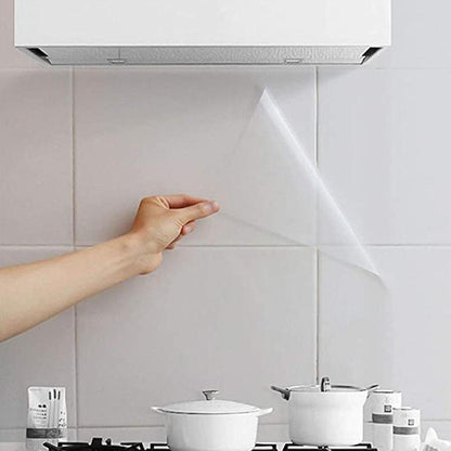 Folie de protectie transparenta pentru bucatarie din PVC, autocolanta, rezistenta la temperaturi mari