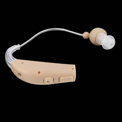 Aparat Auditiv BTE Reincarcabil, JZ-1088F, Aparat Auditiv Auxiliar cu Statie de Incarcare, In EAR, Amplificator de Sunet, din ABS Silicon, Bej