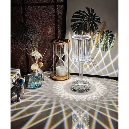 Lampa din acril cu picior, transparent, cu 3 tipuri de lumina diferita, incarcare USB, control prin atingere, 40 cm x 8.5 cm