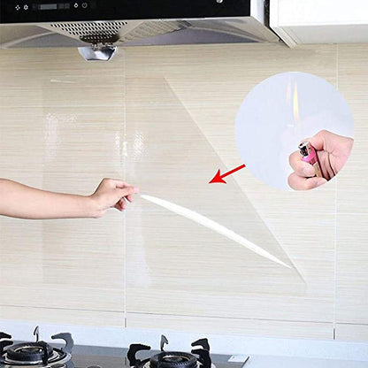 Folie de protectie transparenta pentru bucatarie din PVC, autocolanta, rezistenta la temperaturi mari
