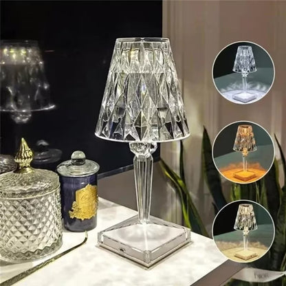 1+1 GRATIS - Lampa de masa decorativa, Crystal Deluxe Art World, culoare cristal