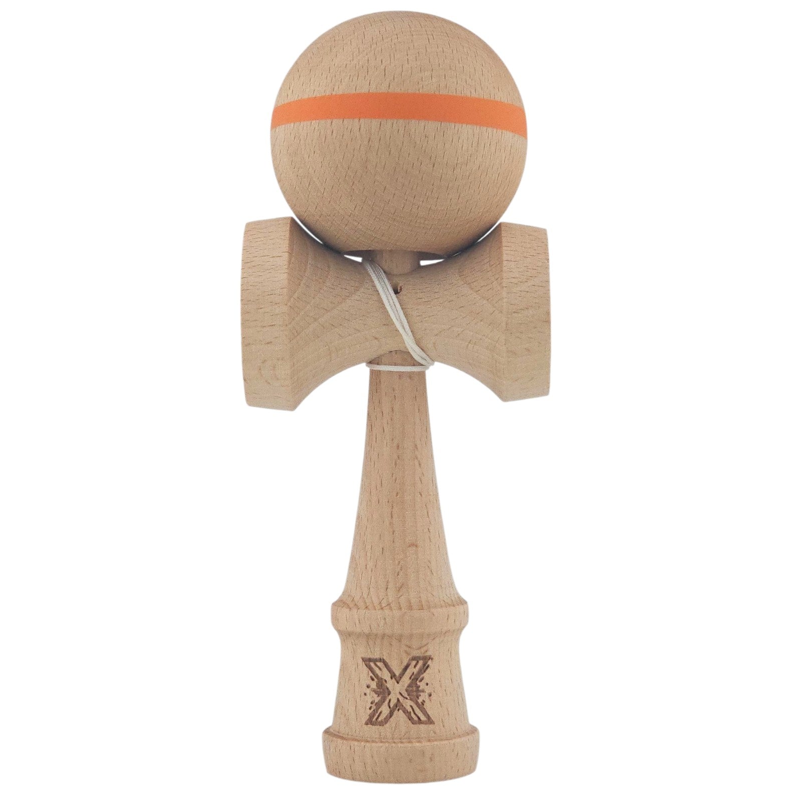 Jucarie Interactiva Kendama, din Lemn, 18 cm, Joc de Indemanare pentru Copii si Adulti, Model cu Dunga
