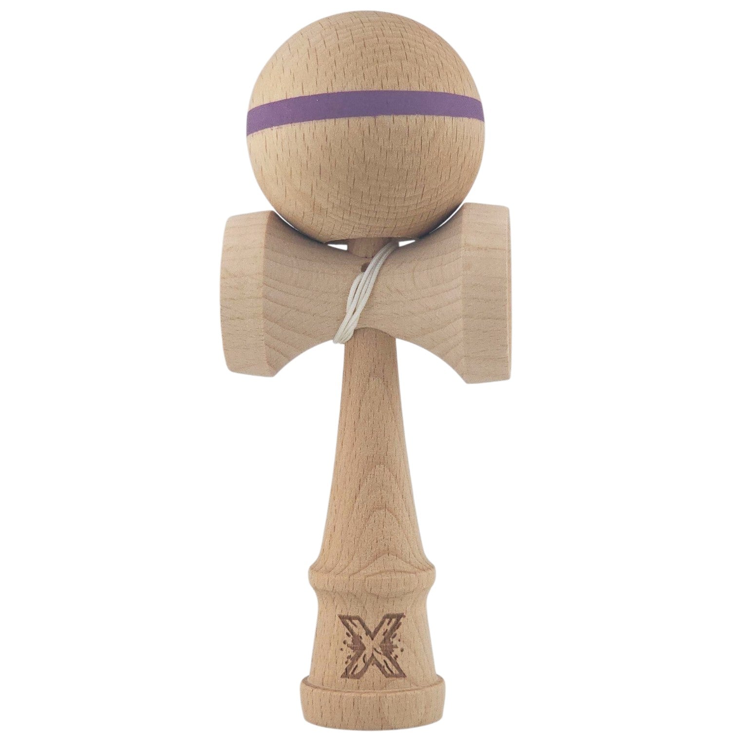 Jucarie Interactiva Kendama, din Lemn, 18 cm, Joc de Indemanare pentru Copii si Adulti, Model cu Dunga