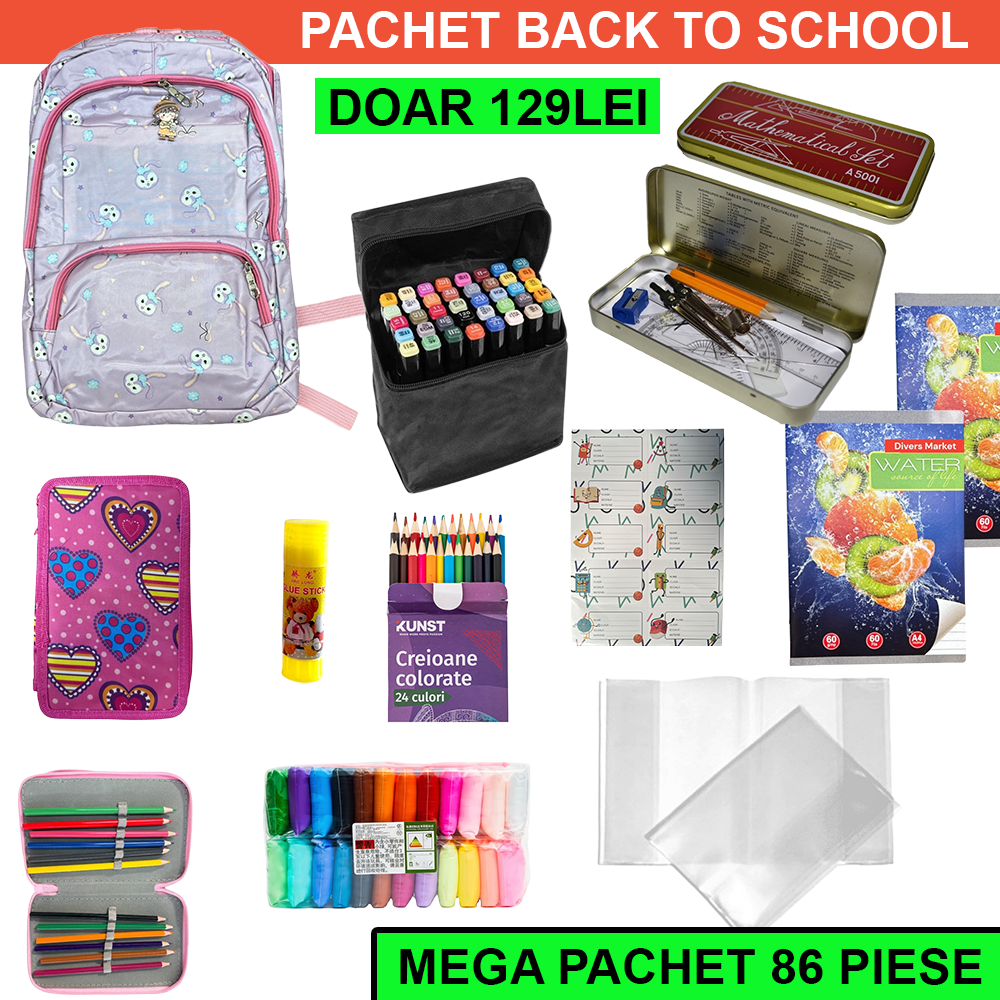 Pachet Back To School 86 Piese - Echipare COMPLETA Pentru Noul An Scolar