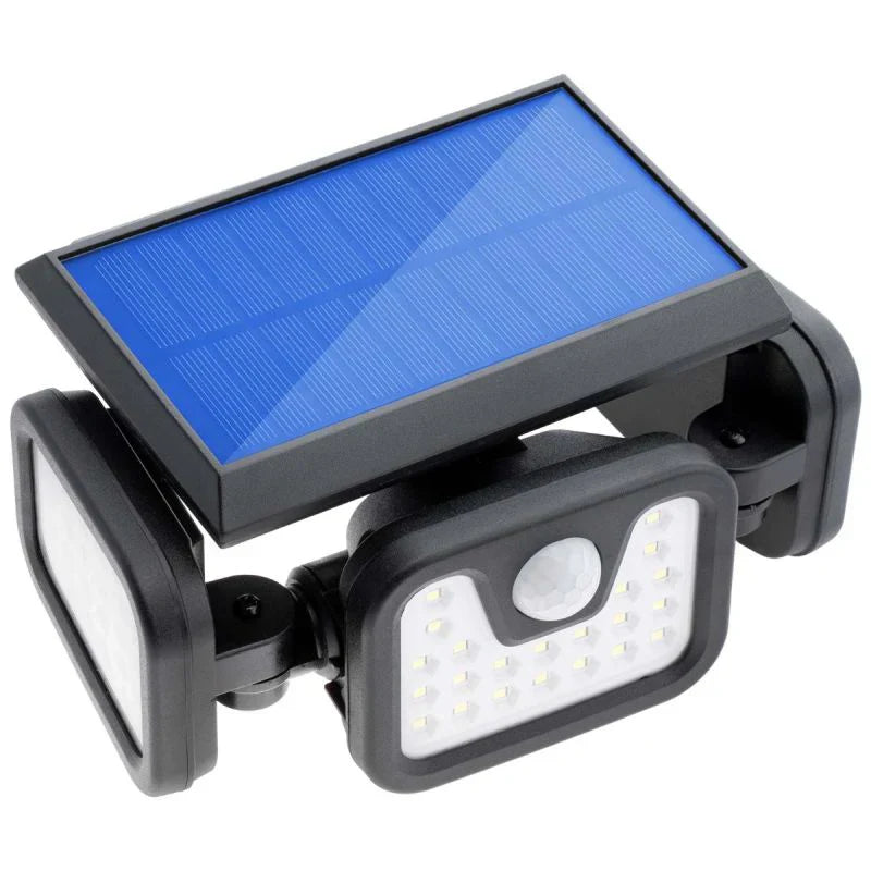 1+1 CADOU: Proiector solar cu senzor 74 LED SMD 15W, IP65, lumina rece