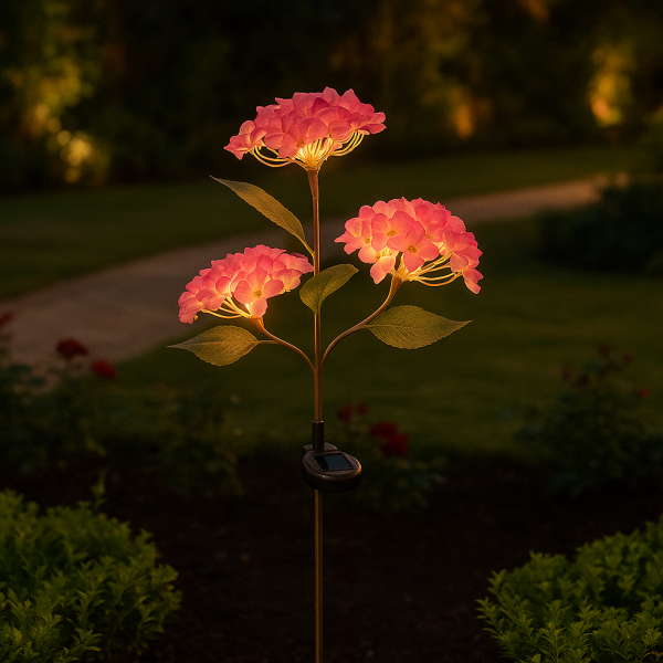 Set 2X Lampa Solara Decorativa de Gradina Flori Roz cu LED 80Cm, Iluminat Exterior, Rezistent la Apa, Decor Ambiental pentru Curte si terasa+ CADOU