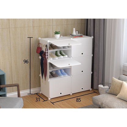 Pantofar Modular din Plastic cu Cadru Metalic, Alb, 96x85x31cm