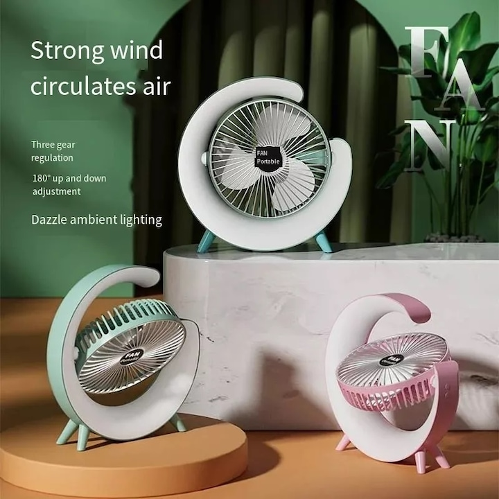 Mini Ventilator Wireless cu LED RGB SB‑138 – Răcorire Inteligentă pentru Vară