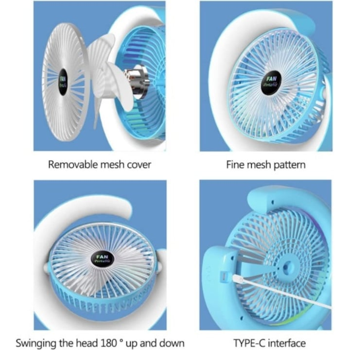 Mini Ventilator Wireless cu LED RGB SB‑138 – Răcorire Inteligentă pentru Vară