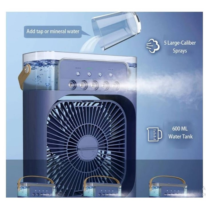 Ventilator de Birou 4‑în‑1, Negru, USB‑C – Racorire Inteligentă și Versatilă